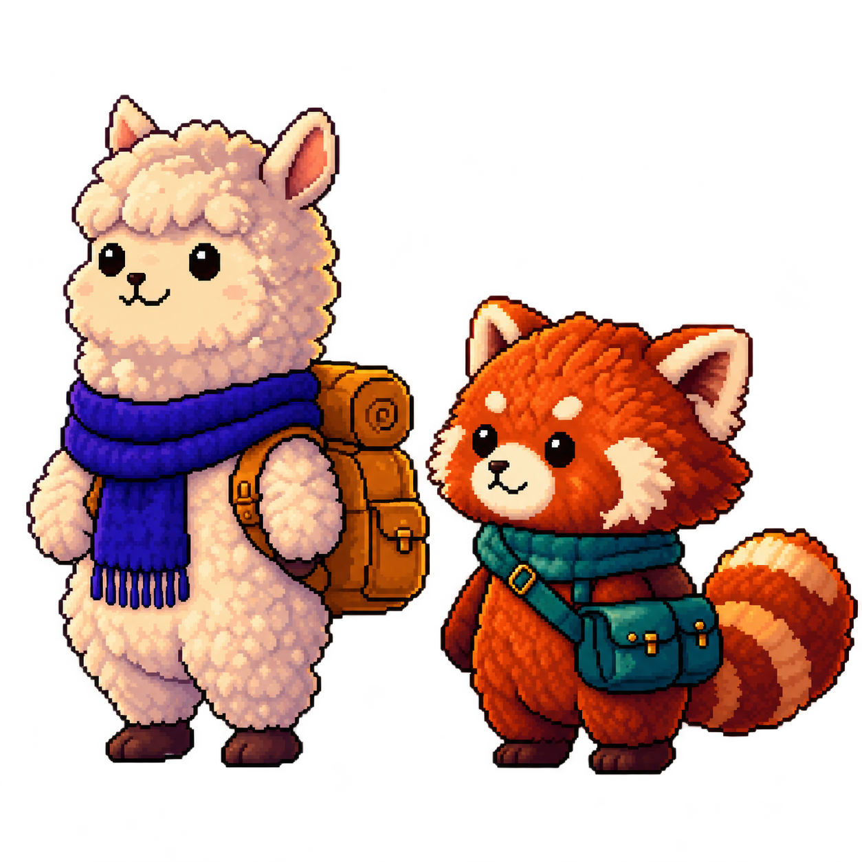 Luna Loop’s llama and red panda travel companions.